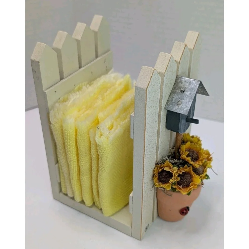Vtg 1999 ABC Sunflower Napkin Holder Birdhouse Country Farmhouse Decor